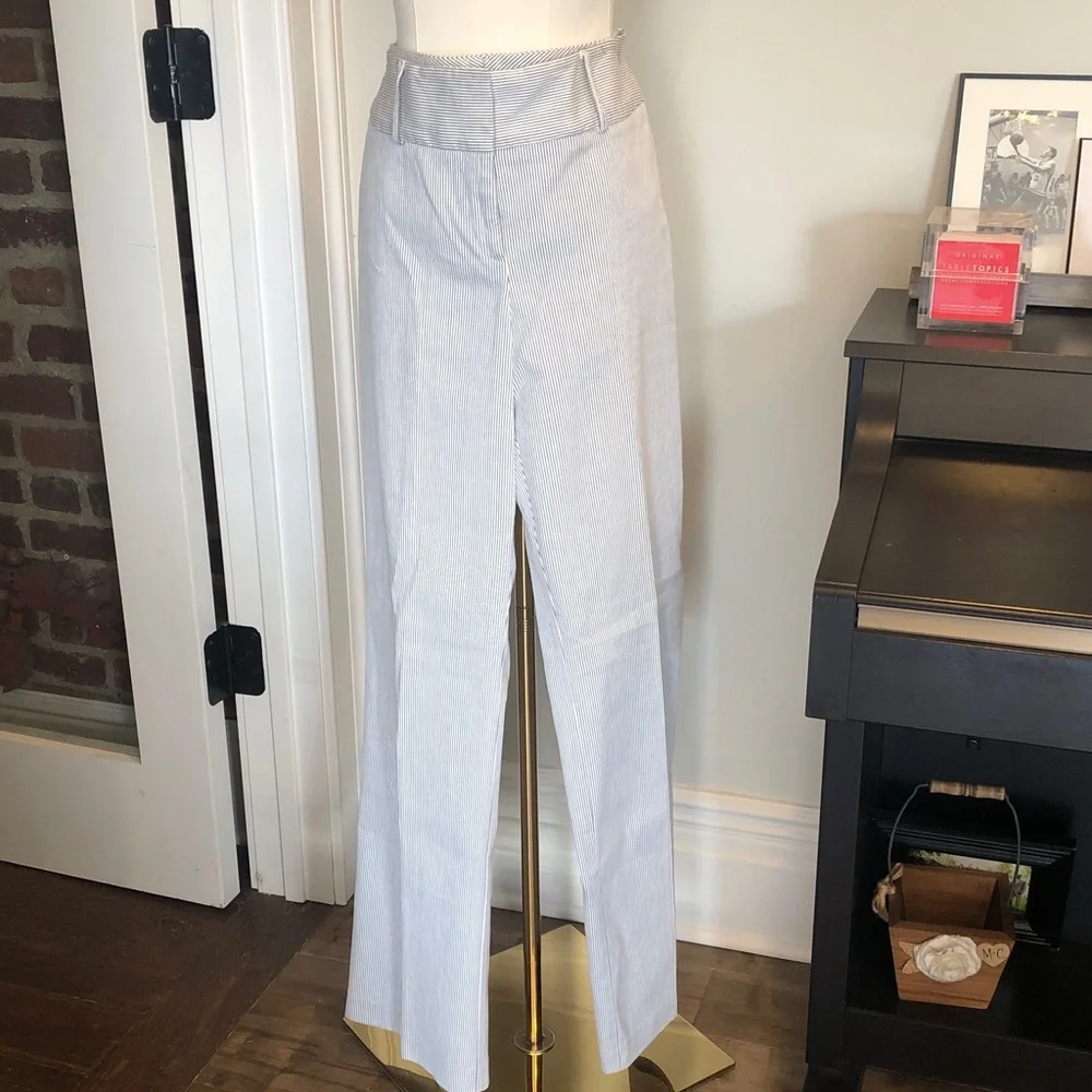 Anthropologie Designer Pants White w/Blue pinstripes EUC - Picture 1 of 7